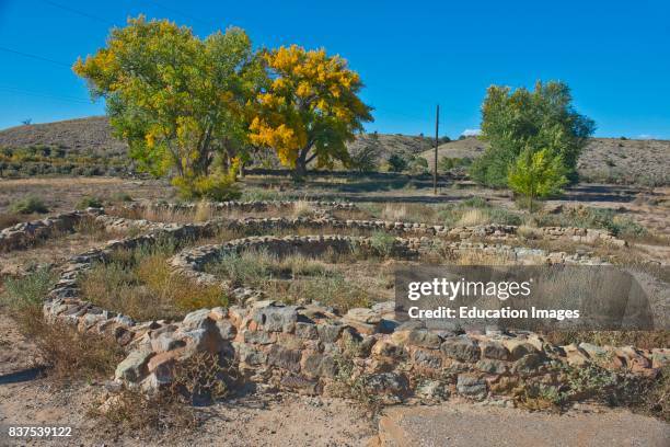 North America, USA, New Mexico, Aztec, Aztec Ruins National Monument, West Ruin with over 500 rooms and three stories, Small Kivas.