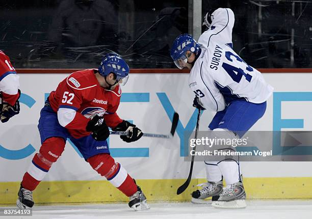 Tomas Surovy of Linkoping in action with Kevin Gloor of Zurich during the IIHF Champions League Group D match between ZSC Lions Zurich and Linkoping...