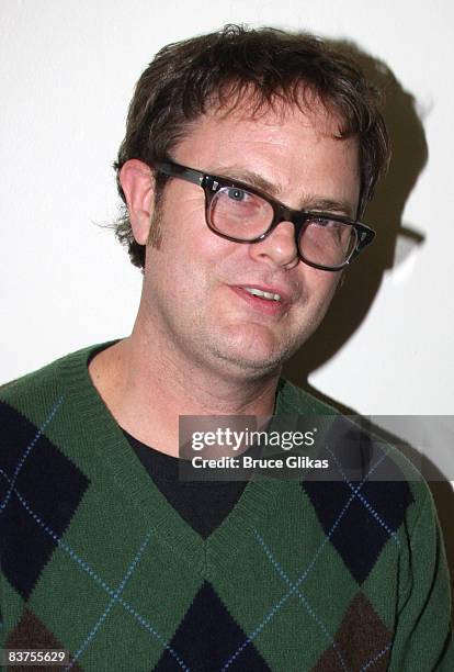 Actor Rainn Wilson poses backstage at "The Seagull" on Broadway at The Walter Kerr Theatre on November 18, 2008 in New York City.