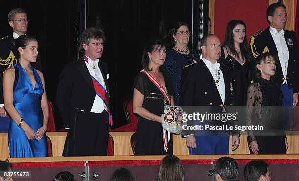 Charlotte Casiraghi, Ernst August of Hanover, Princess Caroline of Hanover, Prince Albert II of Monaco, Elisabeth Ann De Massy, attend the Opera Gala...