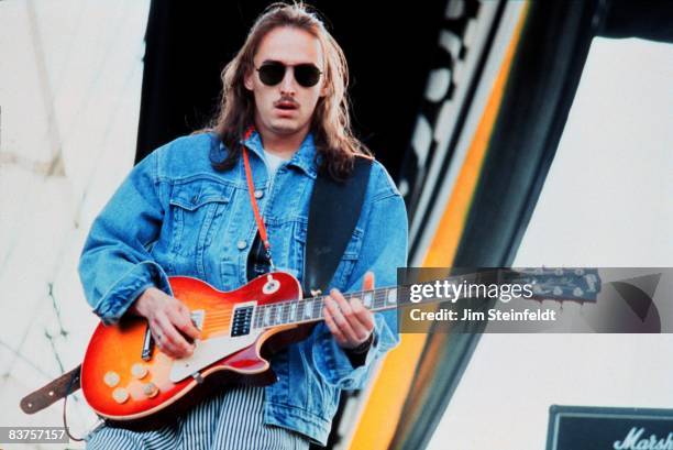 Mike McCready of the band Pearl Jam performs at Lollapalooza at Harriet Island in Saint Paul, Minnesota on August 28, 1992.