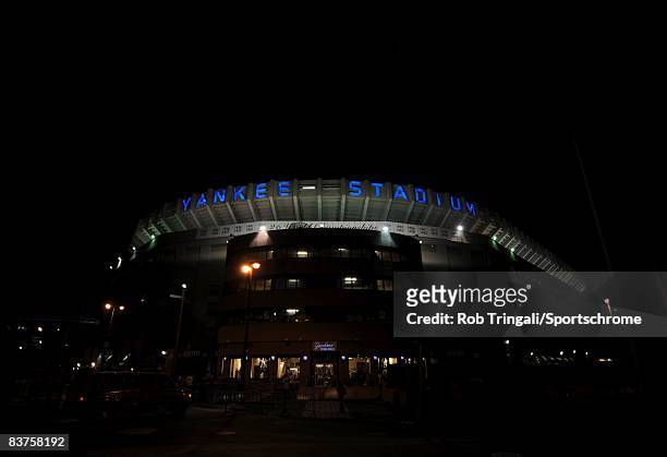 General view of the exterior of Yankee Stadium during the night game between the Chicago White Sox and the New York Yankees on September 15, 2008 at...