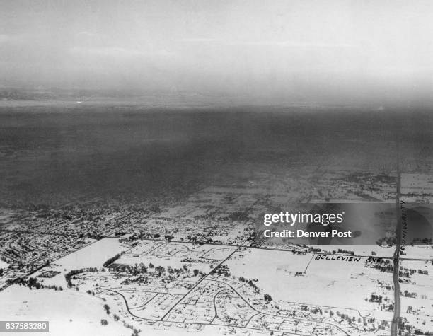 Looking North-Northwest Along The Leading Edge Of The Smog, E. Belleview Ave. Crosses Left To Right In Foreground. Photos were made between 1 and...