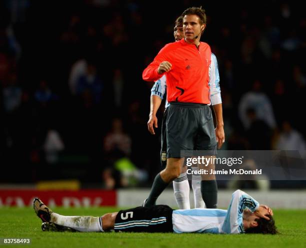 Referee Felix Brych of Germany looks on during the International Friendly match between Scotland and Argentina at Hampden Park on November 19, 2008...