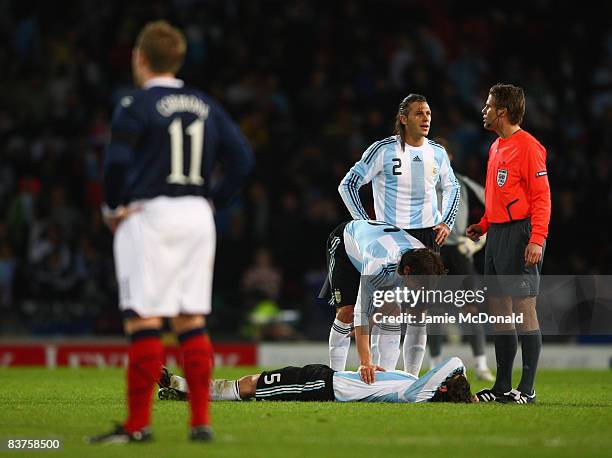 Referee Felix Brych of Germany looks on during the International Friendly match between Scotland and Argentina at Hampden Park on November 19, 2008...