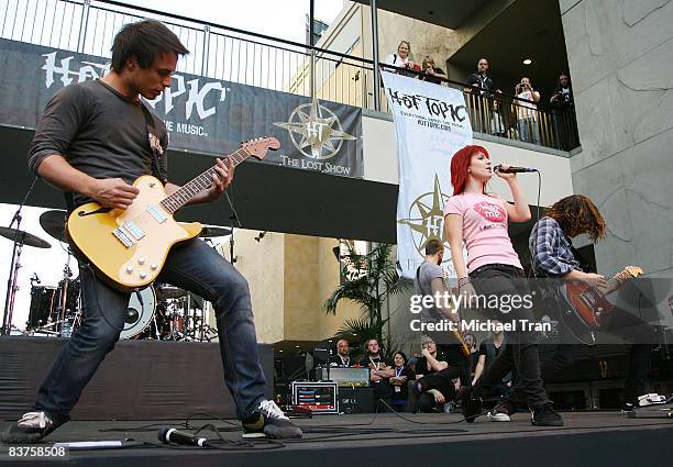 The band Paramore perform onstage in conjunction with the cast of "Twilight" in-store autograph signing at Hot Topic store at Hollywood & Highland...