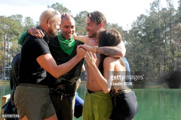Contestants Michael and Herman, cadre member Grady Powell and contestant Gigi in the "Role Reversal" episode of AMERICAN GRIT airing Sunday, July 23...