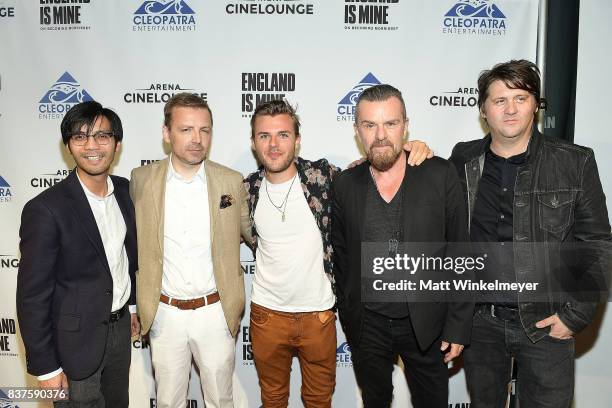 Producer Baldwin Li, director Mark Gill, actor Adam Lawrence, guitarist Billy Duffy, and producer Orian Williams attend the screening of "England Is...