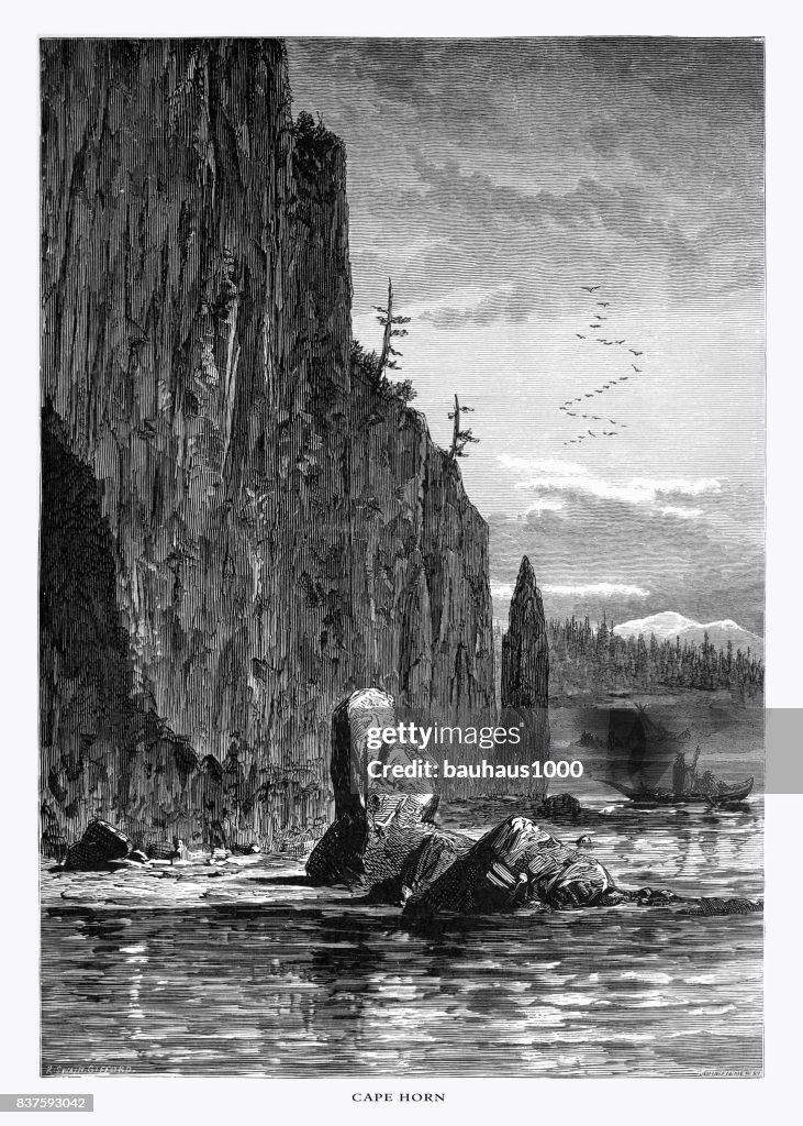 Cape Horn, Washington, United States, American Victorian Engraving, 1872