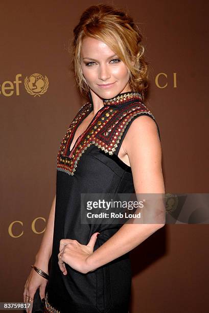 Becky Newton attends the launch of Gucci's Tattoo Heart Collection to benefit UNICEF at Gucci's 5th Avenue store on November 19, 2008 in New York...