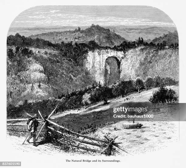 Natural Bridge Und Seine Umgebung Virginia Vereinigte Staaten Von Amerika Amerikanische Viktorianischen Gravur 1872, Stock-Foto