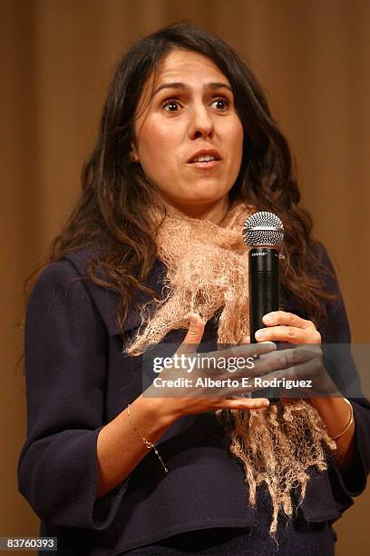 Director/producer Isabel Vega speaks at the AMPAS screening of "La Corona" and " The Price of Sugar" on November 19, 2008 in Hollywood, California.