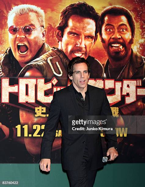 Actor Ben Stiller attends the "Tropic Thunder" press conference at Peninsula Tokyo on November 20, 2008 in Tokyo, Japan. The film will open on...