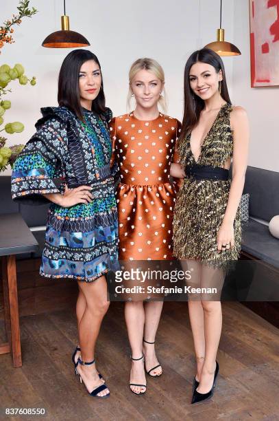 Jessica Szohr, Julianne Hough and Victoria Justice attend Nina Dobrev celebrates the harper by Harper's BAZAAR September Issue with an Event...