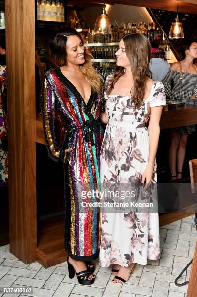 Kat Graham and Amanda Alagem attend Nina Dobrev celebrates the harper by Harper's BAZAAR September Issue with an Event Presented By Sephora In LA at...