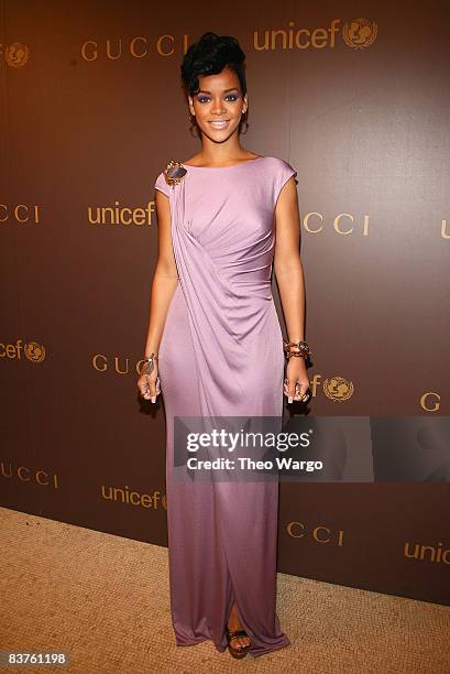 Rihanna attends the launch of the Tattoo Heart Collection to Benefit UNICEF dinner at The Plaza on November 19, 2008 in New York City.