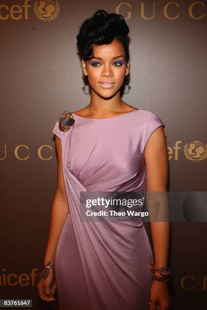 Rihanna attends the launch of the Tattoo Heart Collection to Benefit UNICEF dinner at The Plaza on November 19, 2008 in New York City.