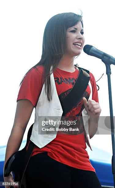 Disney artist Demi Lovato perfoms at the 2008 Quick Chek New Jersey Festival of Ballooning at Solberg Airport on July 26, 2008 in Readington, New...