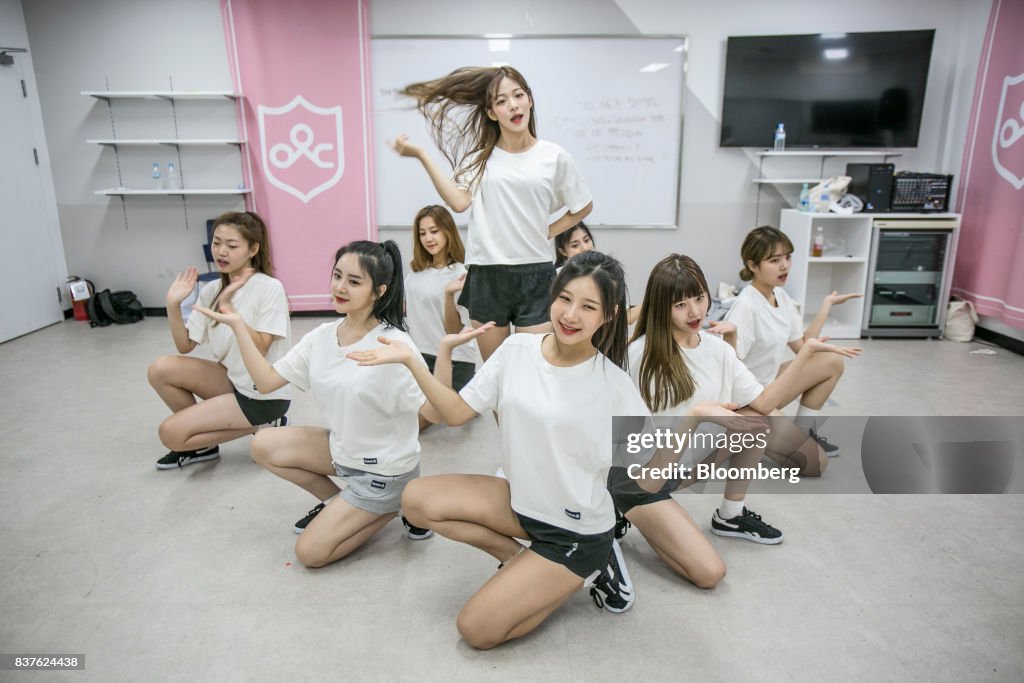 Contestants practice dance moves during the production of the