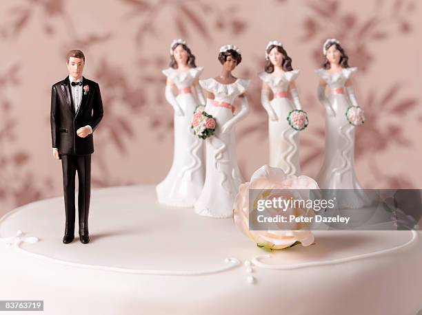 polygamy wedding cake - wedding cake figurine stock pictures, royalty-free photos & images