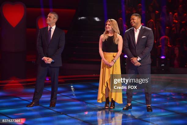 Host Andy Cohen, contestant Lauren Walsh and Jeremiah Haley in the series premiere of LOVE CONNECTION airing Thursday, May 25 on FOX.