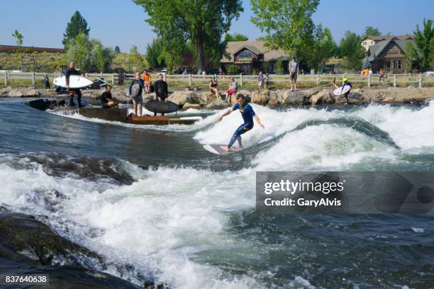 surfer at the bend,oregon colorado whitewater park - bend oregon stock pictures, royalty-free photos & images