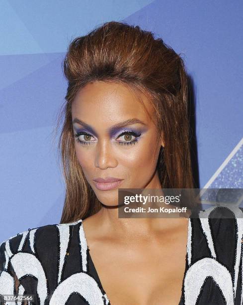 Tyra Banks arrives at NBC's "America's Got Talent" Season 12 Live Show at Dolby Theatre on August 22, 2017 in Hollywood, California.