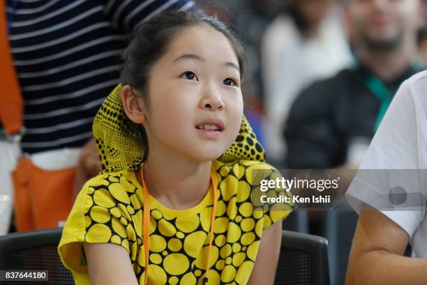 An award winner looks on during the 11th Toyota Dream Car Art Contest Award Ceremony on August 23, 2017 in Tokyo, Japan.