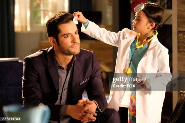 Tom Ellis and Scarlett Estevez in the The Good, the Bad and the Crispy season finale episode of LUCIFER airing Monday, May 29 on FOX.