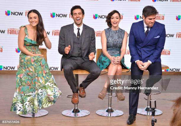 Zuria Vega, Jose Pablo Minor, Laura Vignatti and Daniel Arenas at the Press Conference for new soap opera Mi Marido Tiene Familia at Univision...