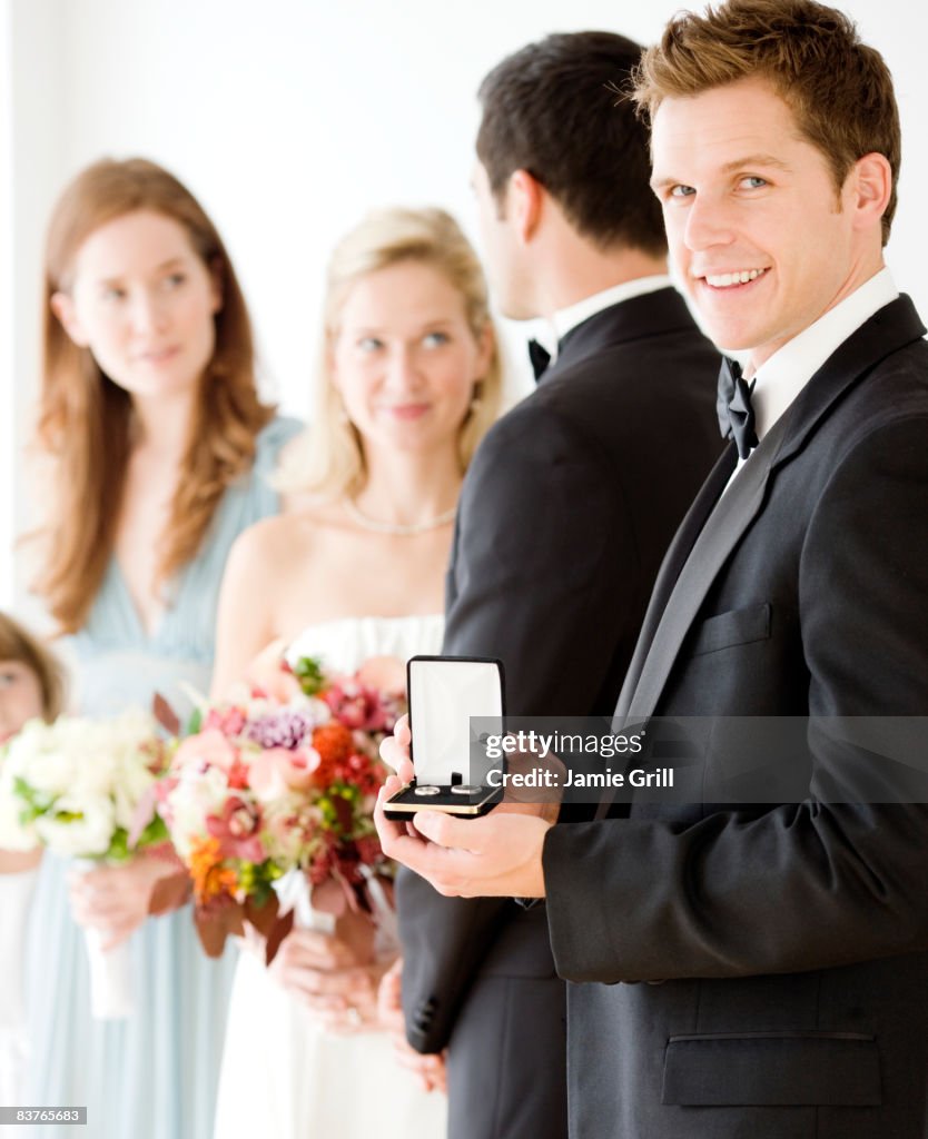 Best Man showing rings at Ceremony