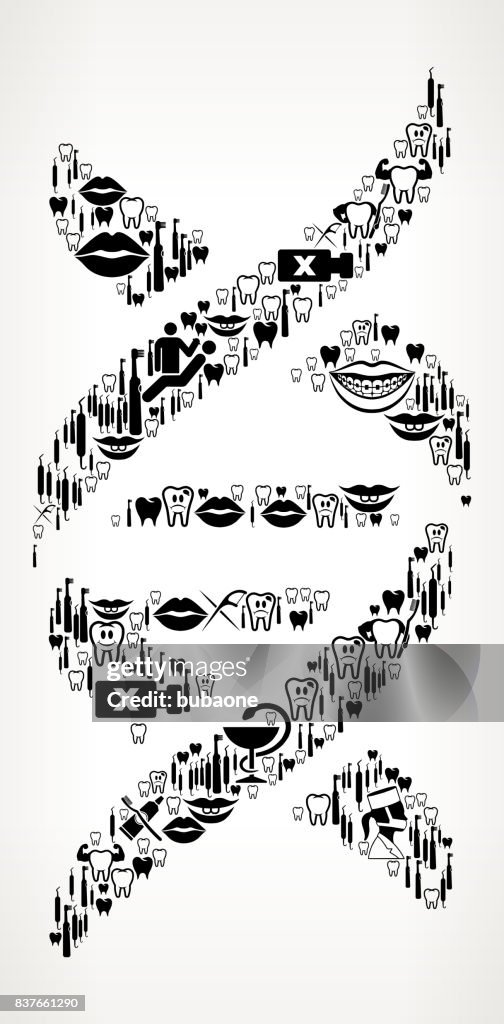 DNA Dentist and Dental Vector Icon Pattern