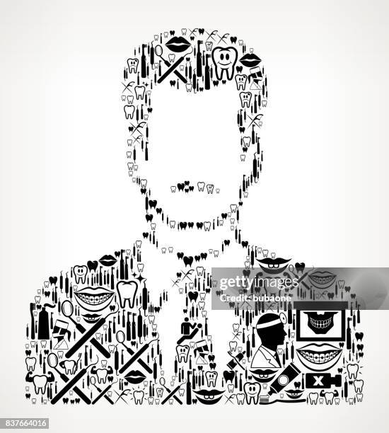 man's face portrait dentist and dental vector icon pattern - man smiling dentist stock illustrations