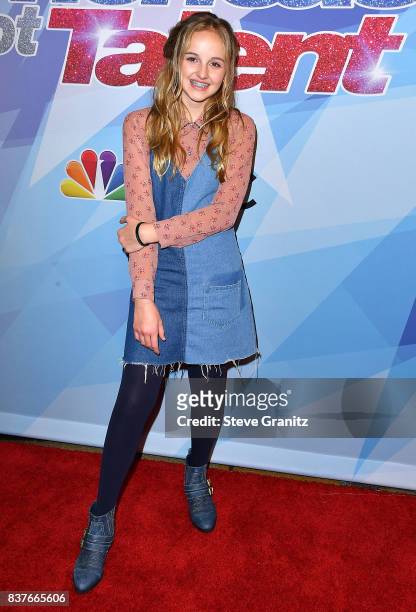 Evie Clair arrives at the NBC's "America's Got Talent" Season 12 Live Show at Dolby Theatre on August 22, 2017 in Hollywood, California.
