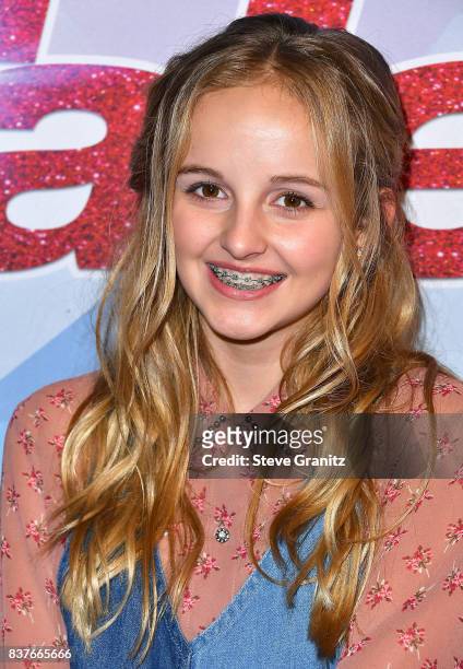 Evie Clair arrives at the NBC's "America's Got Talent" Season 12 Live Show at Dolby Theatre on August 22, 2017 in Hollywood, California.
