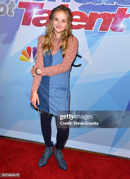 Evie Clair arrives at the NBC's "America's Got Talent" Season 12 Live Show at Dolby Theatre on August 22, 2017 in Hollywood, California.