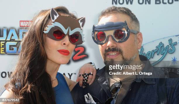 Actress Mandy Amano and director Steven Ayromlooi at Disney's Celebration for the Release Of "Guardians Of The Galaxy Vol. 2" Blu-ray With Michael...