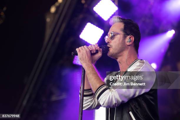 Michael Fitzpatrick of Fitz and The Tantrums performs live on stage at White River Amphitheatre on August 22, 2017 in Auburn, Washington.