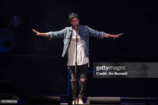 Lead vocalist Ryan Tedder of OneRepublic performs live on stage at White River Amphitheatre on August 22, 2017 in Auburn, Washington.