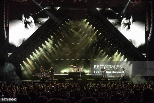 OneRepublic perform live on stage at White River Amphitheatre on August 22, 2017 in Auburn, Washington.