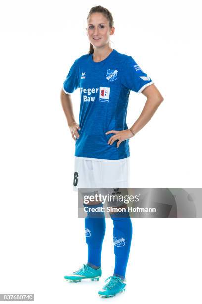 Laura Vetterlein of SC Sand poses during the Allianz Frauen Bundesliga Club Tour on August 22, 2017 in Willstatt, Germany.