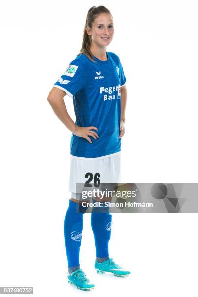 Laura Vetterlein of SC Sand poses during the Allianz Frauen Bundesliga Club Tour on August 22, 2017 in Willstatt, Germany.