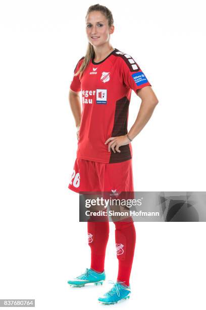 Laura Vetterlein of SC Sand poses during the Allianz Frauen Bundesliga Club Tour on August 22, 2017 in Willstatt, Germany.