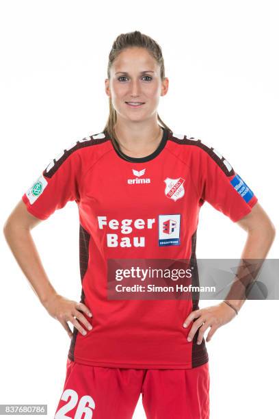 Laura Vetterlein of SC Sand poses during the Allianz Frauen Bundesliga Club Tour on August 22, 2017 in Willstatt, Germany.