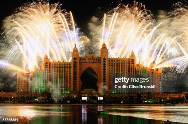 Dubai celebrates the landmark Grand Opening of Atlantis, The Palm Resort, and the Palm Jumeirah during unprecedented pyrotechnics and illumination...