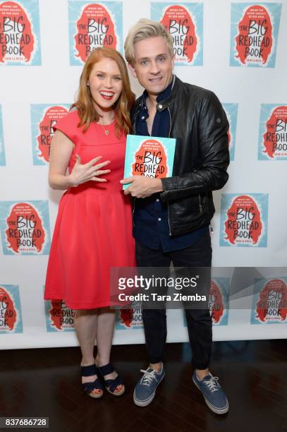 Author Erin La Rosa and Tom Lang attend the book launch celebration for Erin La Rosa's 'The Big Redhead Book' at Blushington on August 22, 2017 in...