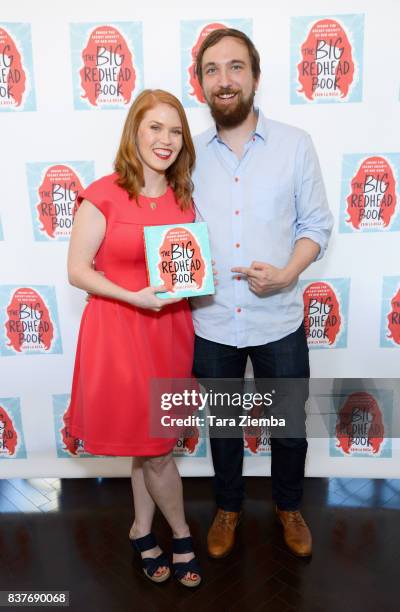 Author Erin La Rosa and her husband Owen attend the book launch celebration for 'The Big Redhead Book' at Blushington on August 22, 2017 in West...