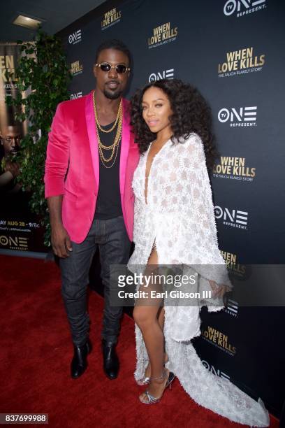 Actor Lance Gross and singer/actress Niatia "Lil Mama" Kirkland attend the Premiere Of TV One's "When Love Kills" at Harmony Gold on August 22, 2017...