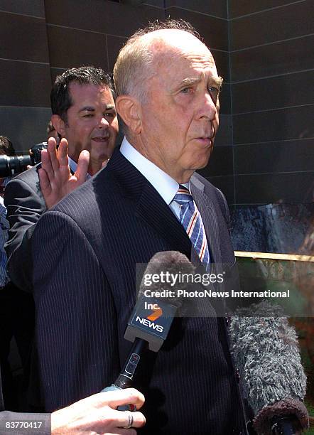 Tony Byrne, father of Caroline Byrne, is interviewed by the media after the jury found Gordon Wood guilty of murdering his daughter, as he leaves...