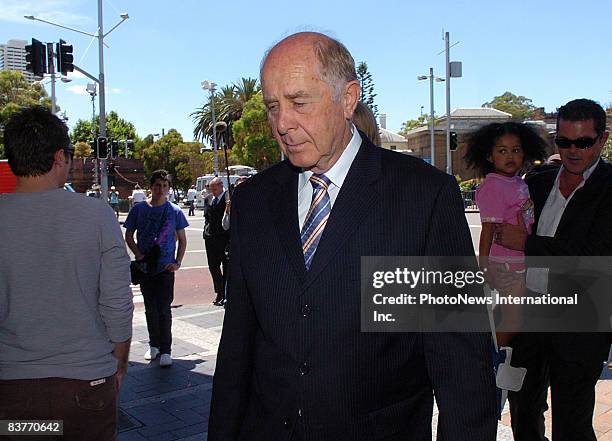 Tony Byrne, father of Caroline Byrne, and his son Peter leaves Darlinghurst Court after the jury found Gordon Wood guilty of murdering his daughter...